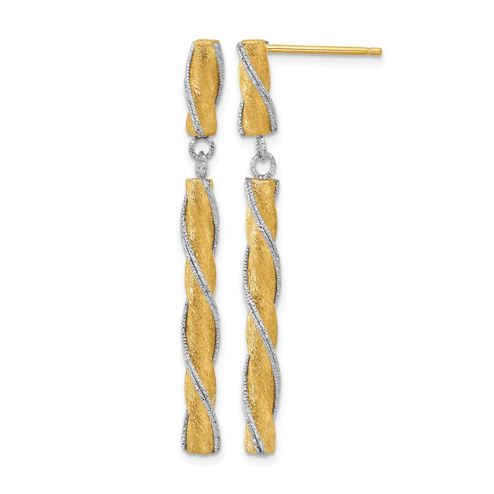 14K Bicolor Poliert/satin/dia Schliff Stecker Ohrhänger