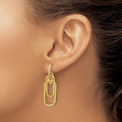 14K Gelbgold Poliert Stecker Ohrhänger