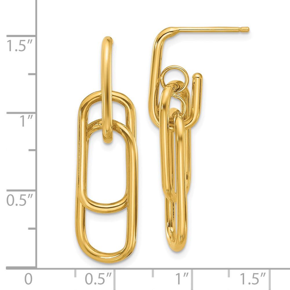 14K Gelbgold Poliert Stecker Ohrhänger