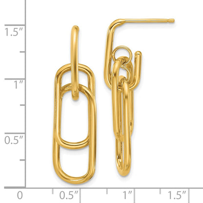 14K Gelbgold Poliert Stecker Ohrhänger