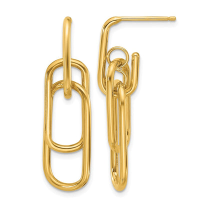 14K Gelbgold Poliert Stecker Ohrhänger