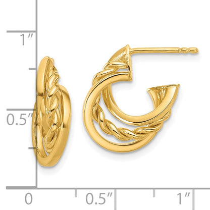 14K Gelbgold Poliert Gedreht J Creole Ohrstecker