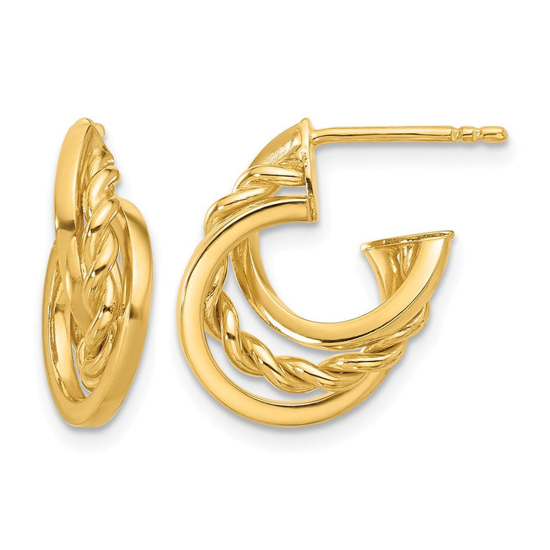 14K Gelbgold Poliert Gedreht J Creole Ohrstecker