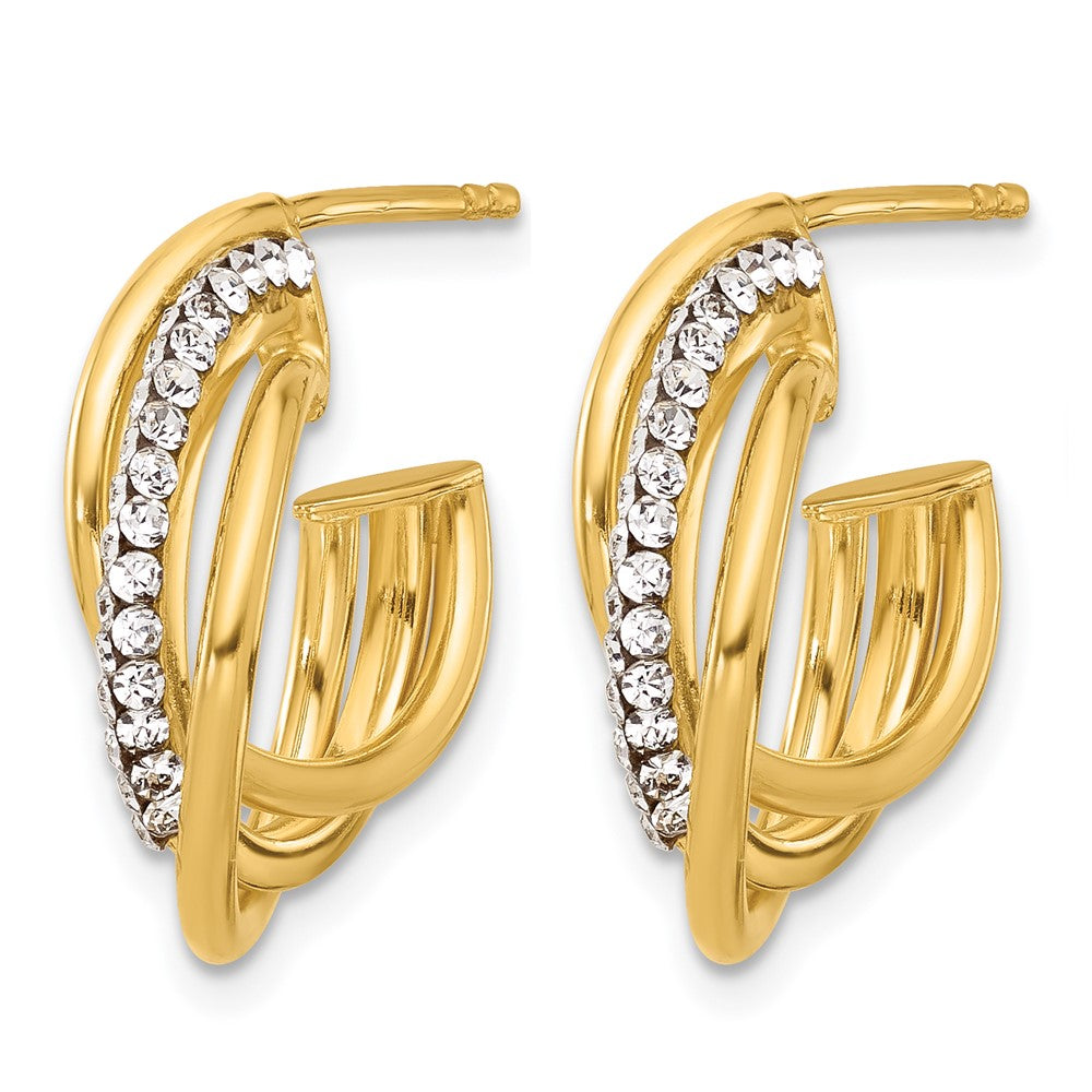 14K Gelbgold Poliert Kristall J Creole Ohrstecker