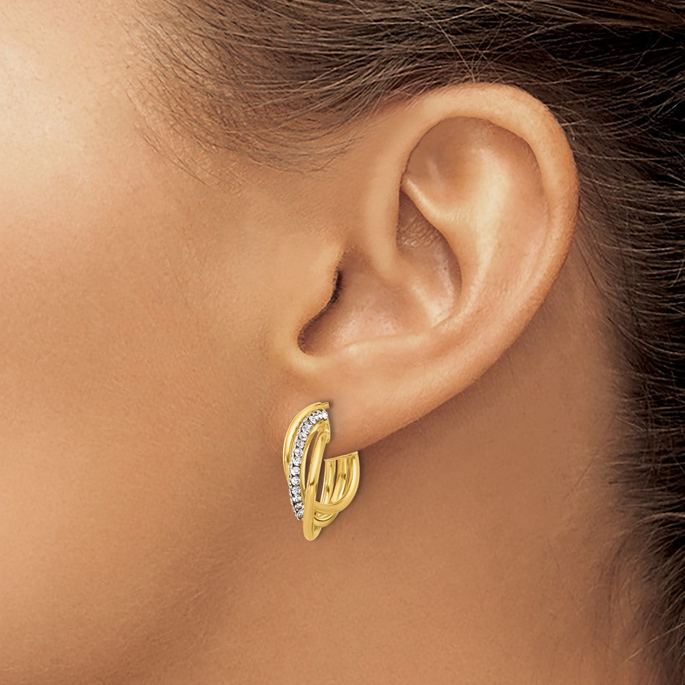 14K Gelbgold Poliert Kristall J Creole Ohrstecker