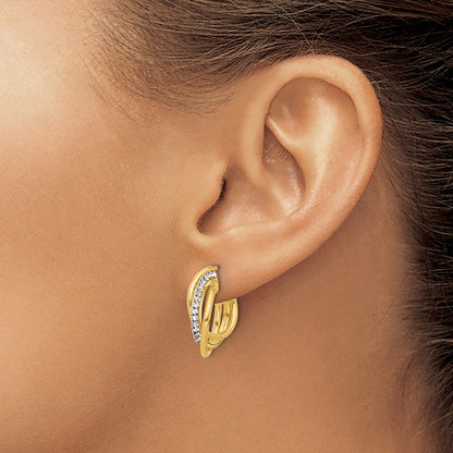14K Gelbgold Poliert Kristall J Creole Ohrstecker