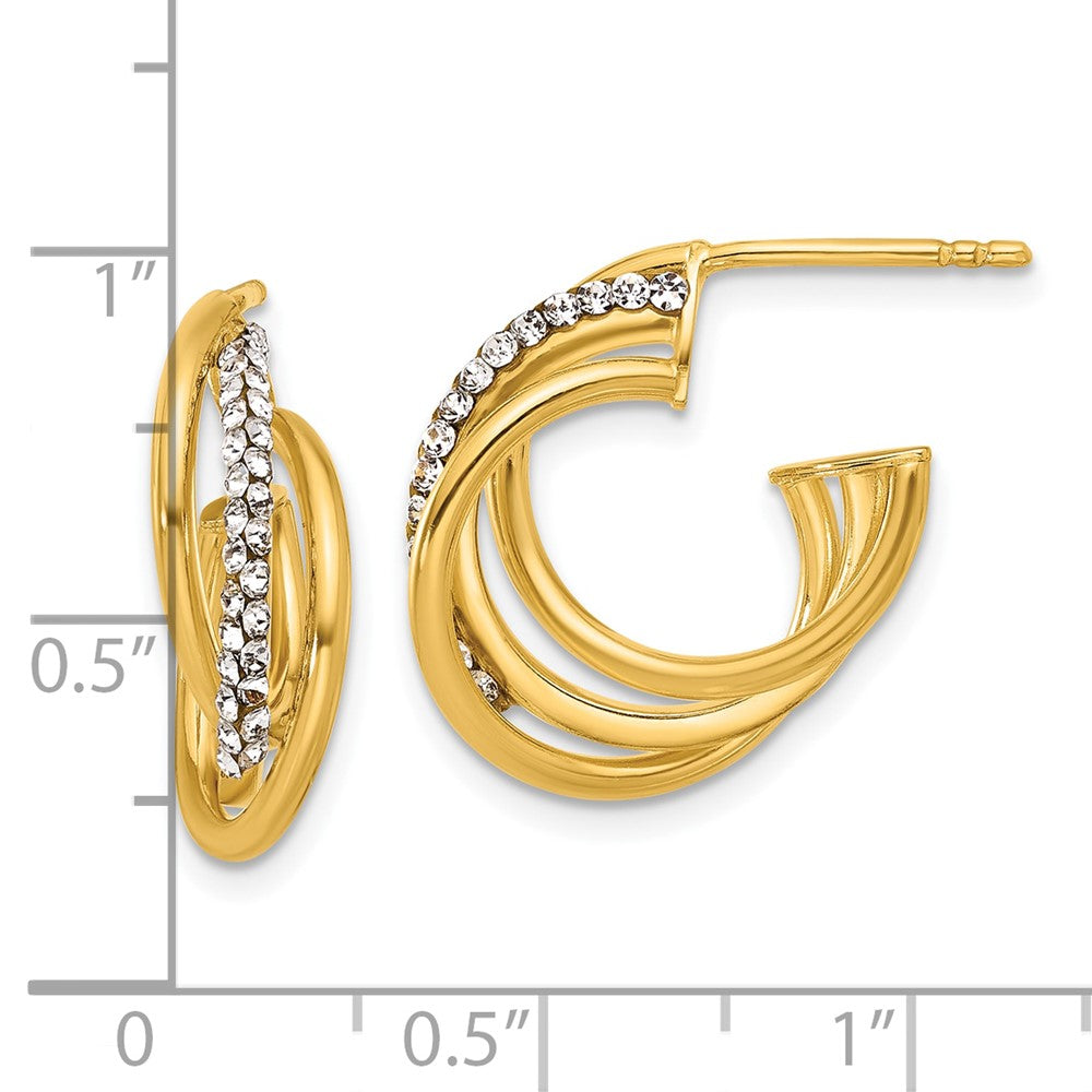14K Gelbgold Poliert Kristall J Creole Ohrstecker