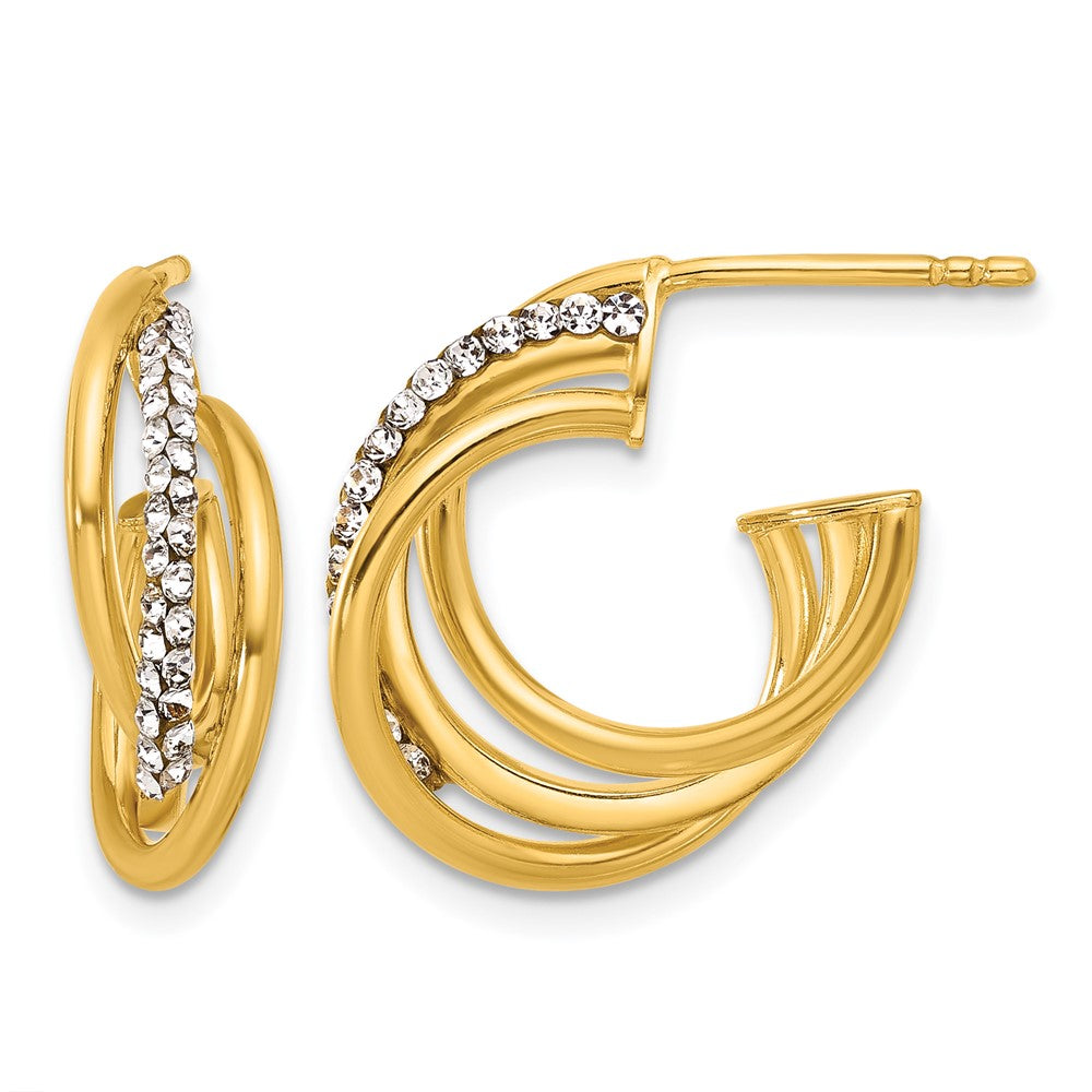 14K Gelbgold Poliert Kristall J Creole Ohrstecker
