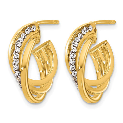 14K Gelbgold Poliert Kristall J Creole Ohrstecker