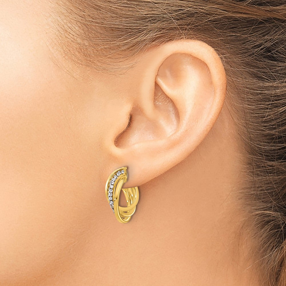 14K Gelbgold Poliert Kristall J Creole Ohrstecker