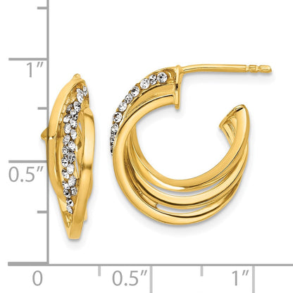 14K Gelbgold Poliert Kristall J Creole Ohrstecker
