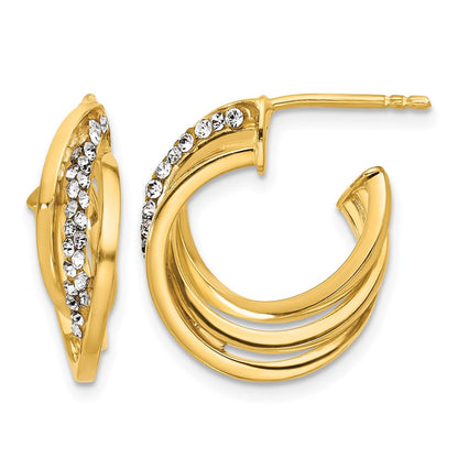 14K Gelbgold Poliert Kristall J Creole Ohrstecker