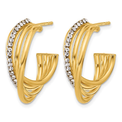 14K Gelbgold Poliert Kristall J Creole Ohrstecker