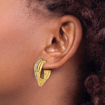14K Gelbgold Poliert Kristall J Creole Ohrstecker