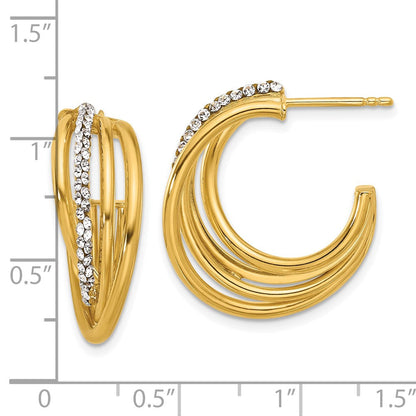 14K Gelbgold Poliert Kristall J Creole Ohrstecker