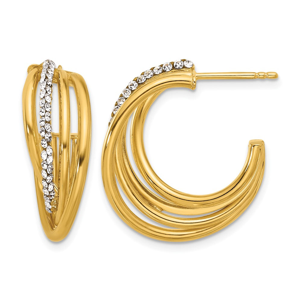 14K Gelbgold Poliert Kristall J Creole Ohrstecker