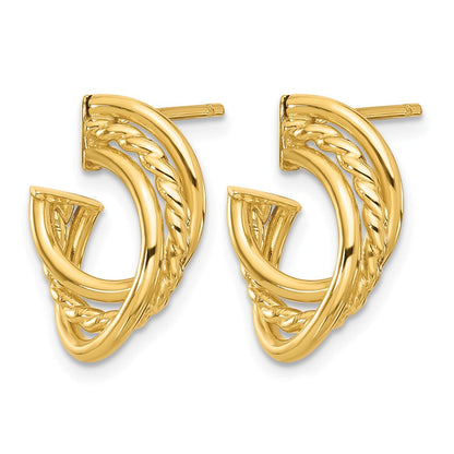 14K Gelbgold Poliert und Gedreht Ohrstecker