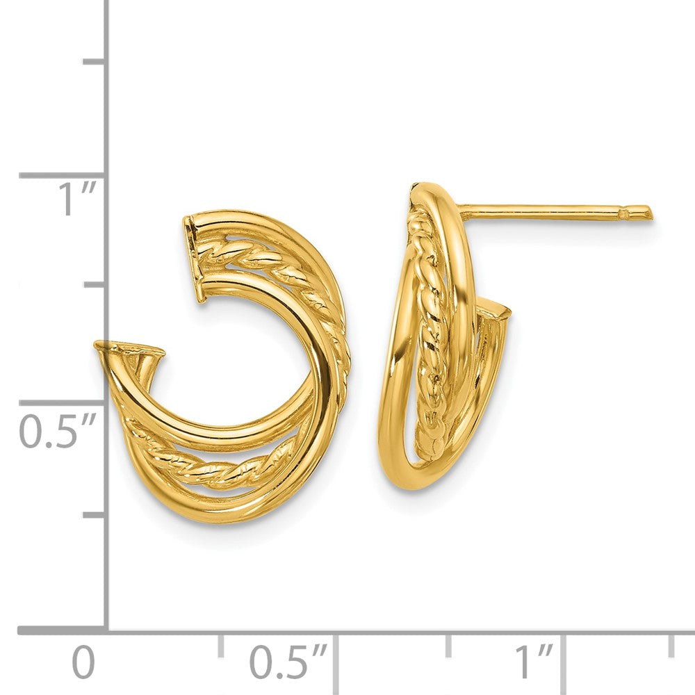 14K Gelbgold Poliert und Gedreht Ohrstecker
