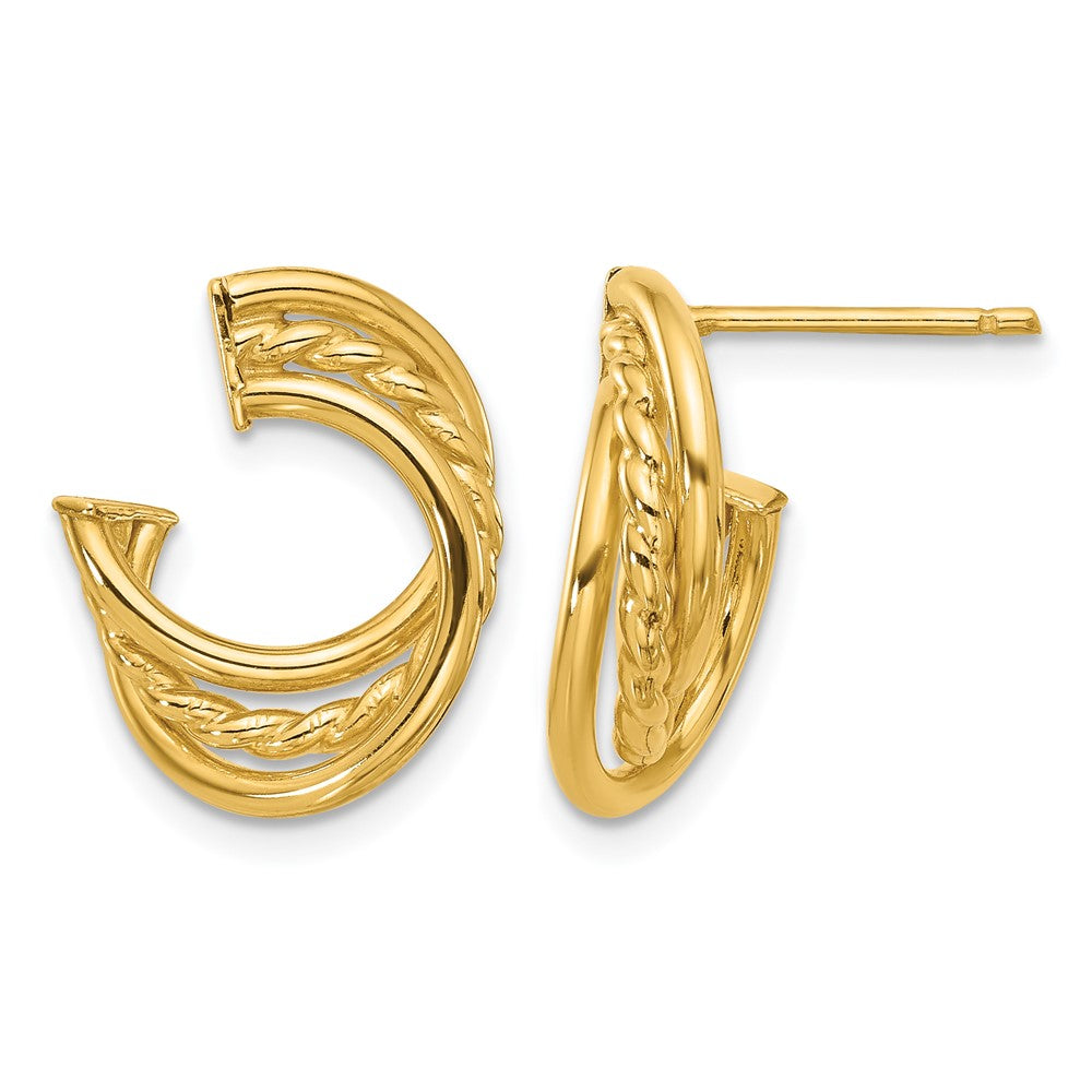 14K Gelbgold Poliert und Gedreht Ohrstecker