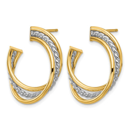 14K Gelb & Rhodium Weiß Poliert und Ohrstecker