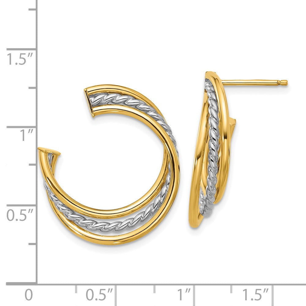14K Gelb & Rhodium Weiß Poliert und Ohrstecker