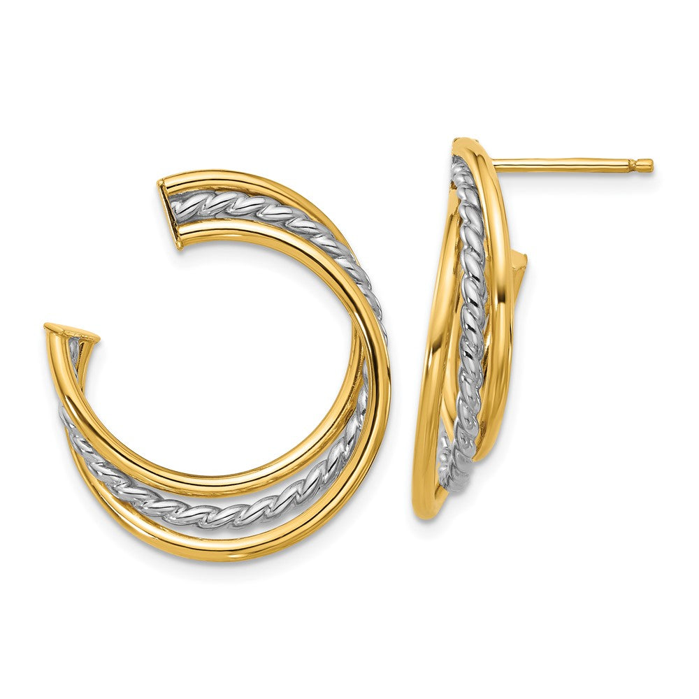 14K Gelb & Rhodium Weiß Poliert und Ohrstecker