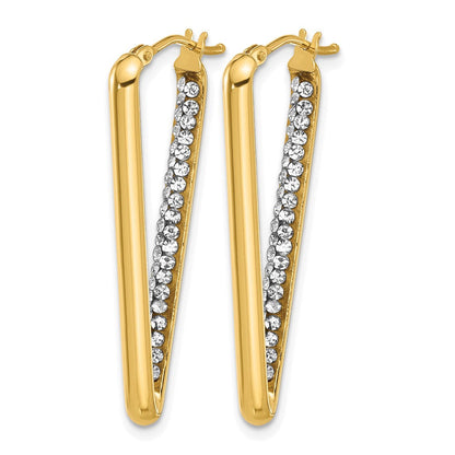 14K Gelbgold Poliert mit Kristall Dreieck Creolen