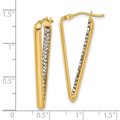 14K Gelbgold Poliert mit Kristall Dreieck Creolen