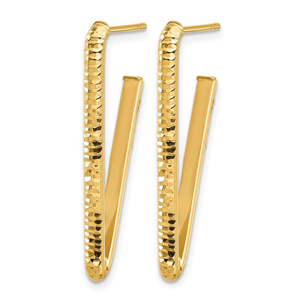 14K Gelbgold Poliert und Diamantiert Dreieck J Creole Ohrstecker
