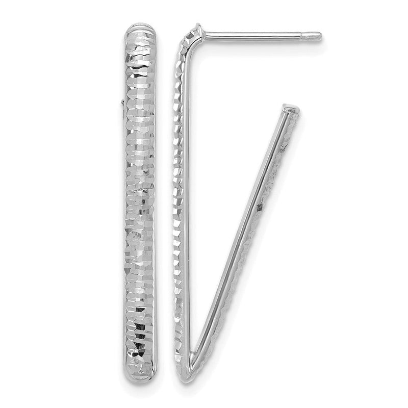 14K Gelb & Rhodium Weiß Rhodiniert Platin Poliert/dia Schliff Dreieck J Creolen