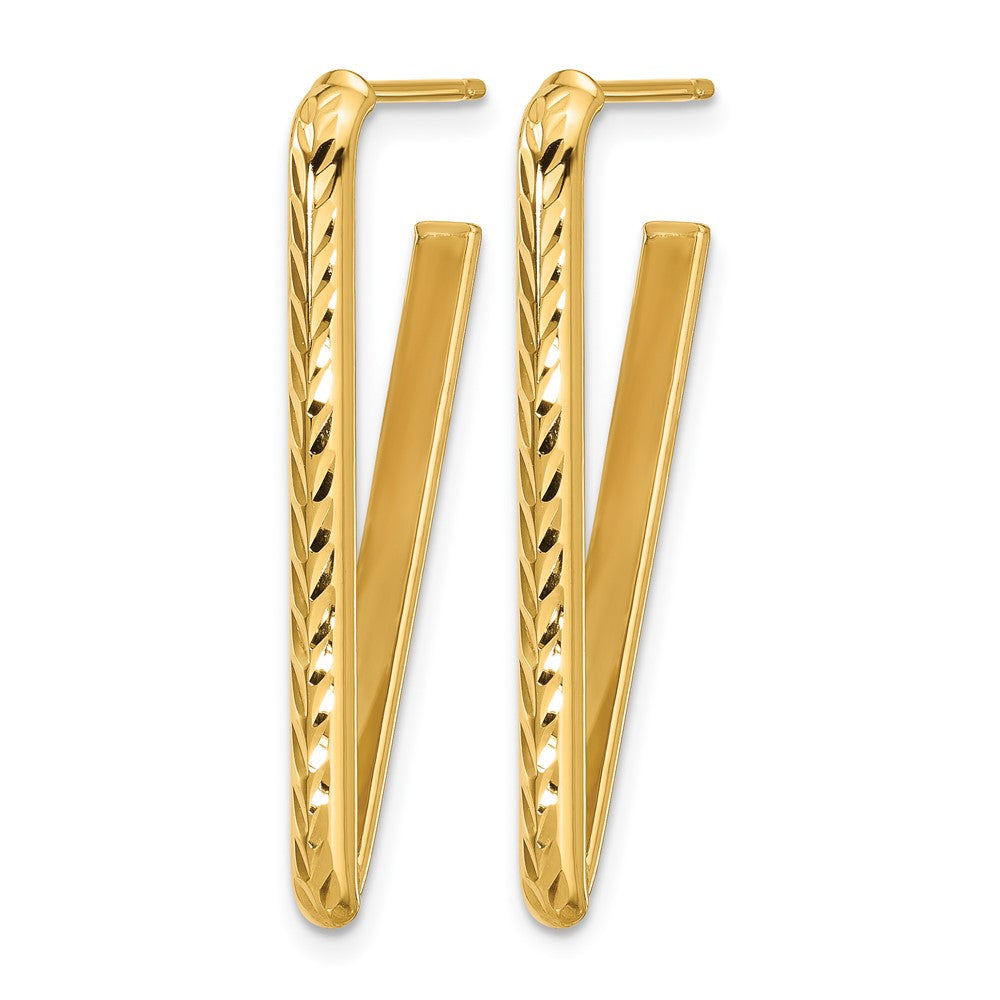 14K Gelbgold Poliert und Diamantiert Dreieck Ohrstecker