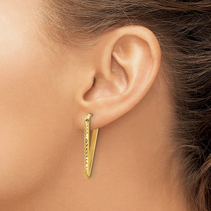 14K Gelbgold Poliert und Diamantiert Dreieck Ohrstecker