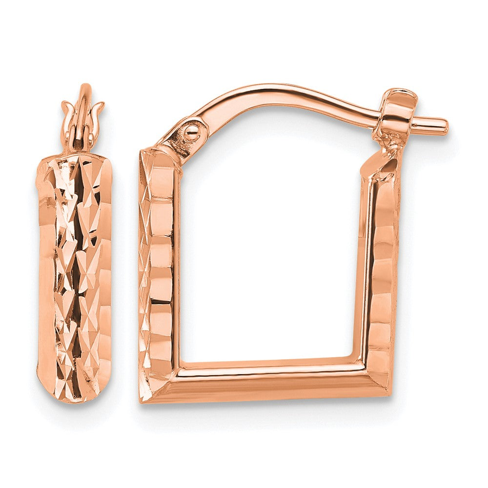 14K Gelb & Rhodium Rose Rhodiniert Platin Poliert/dia Schliff Quadratisch Creolen