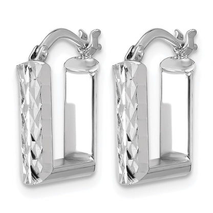 14K Gelb & Rhodium Weiß Rhodiniert Platin Poliert/dia Schliff Quadratisch Creolen