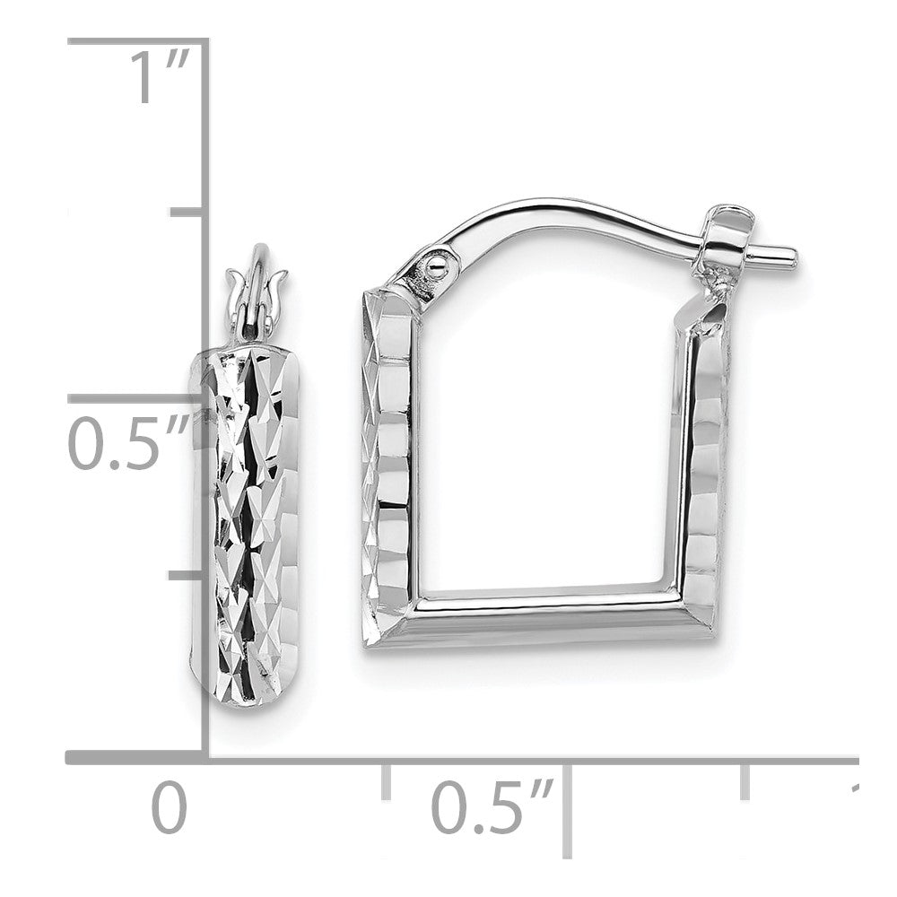 14K Gelb & Rhodium Weiß Rhodiniert Platin Poliert/dia Schliff Quadratisch Creolen