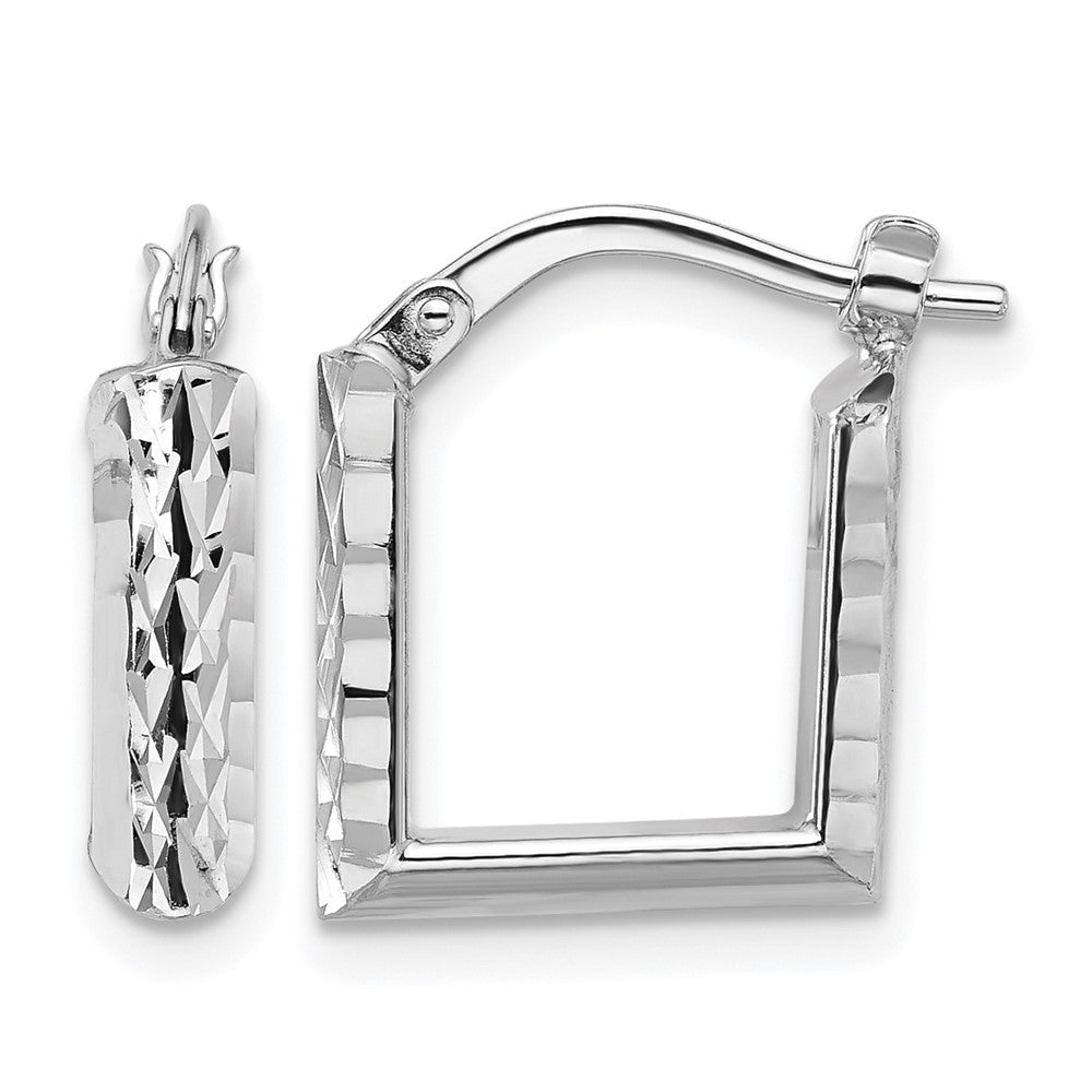14K Gelb & Rhodium Weiß Rhodiniert Platin Poliert/dia Schliff Quadratisch Creolen