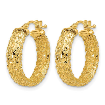 14K Gelbgold Poliert/textured/diamantiert Creolen