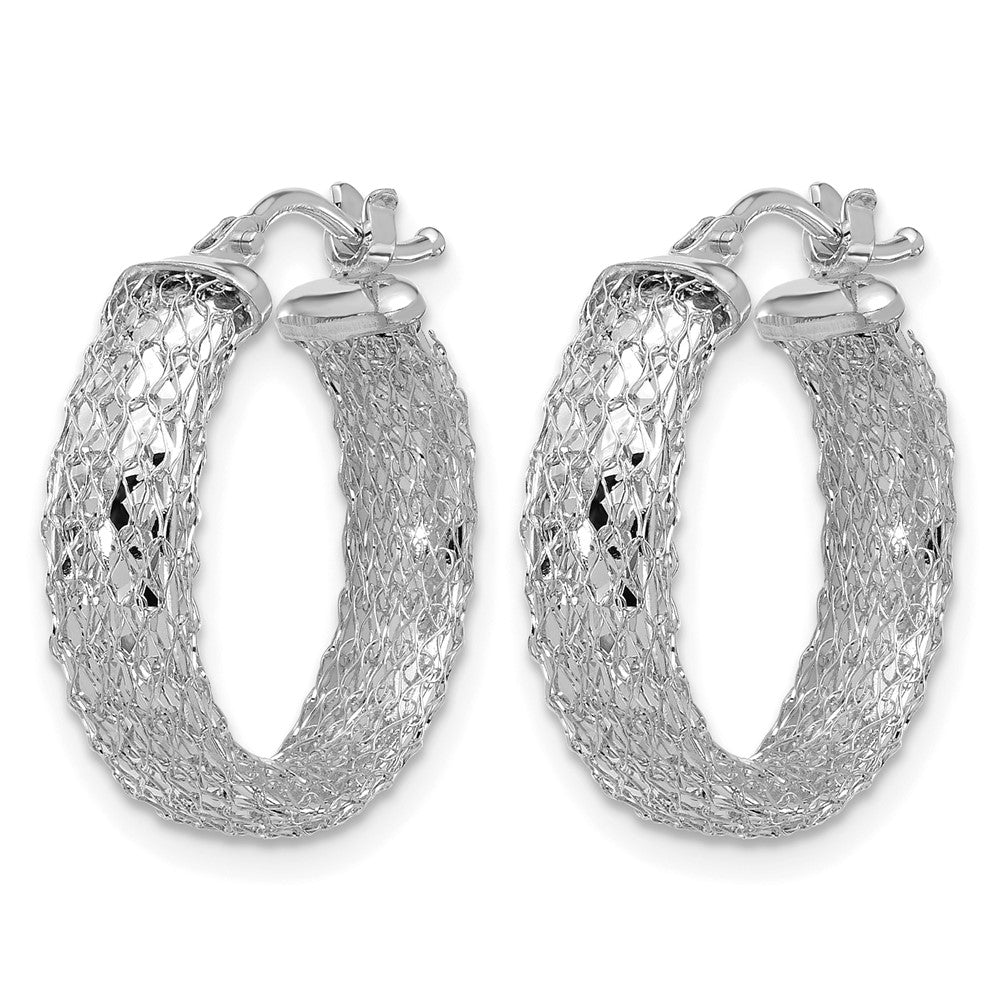 14K Gelb & Rhodium Weiß Rhodiniert Beschichtung Poliert/texture/dia Schliff Creolen