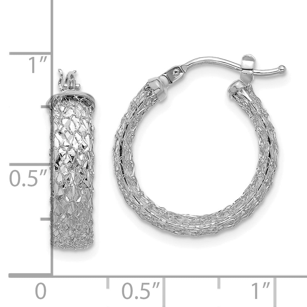 14K Gelb & Rhodium Weiß Rhodiniert Beschichtung Poliert/texture/dia Schliff Creolen