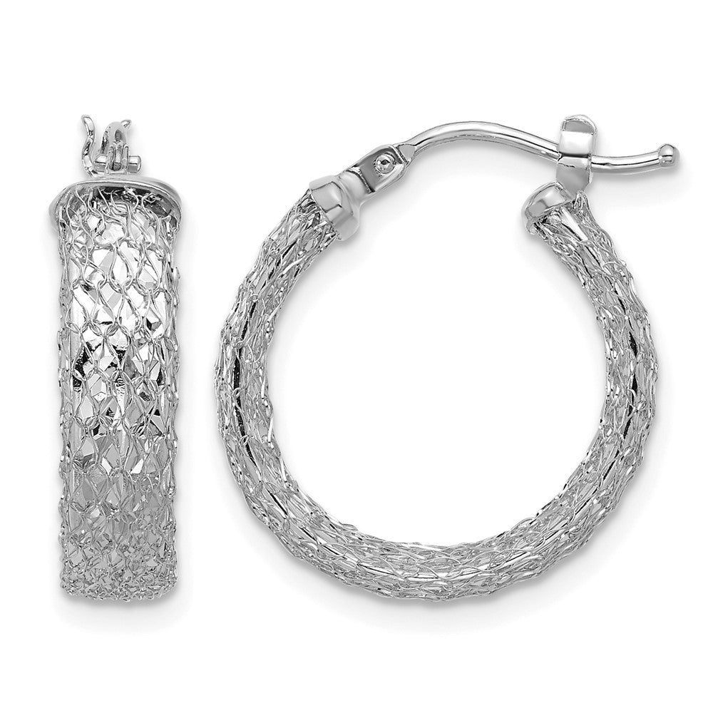 14K Gelb & Rhodium Weiß Rhodiniert Beschichtung Poliert/texture/dia Schliff Creolen