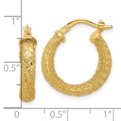 14K Gelbgold Poliert und Strukturiert Creolen