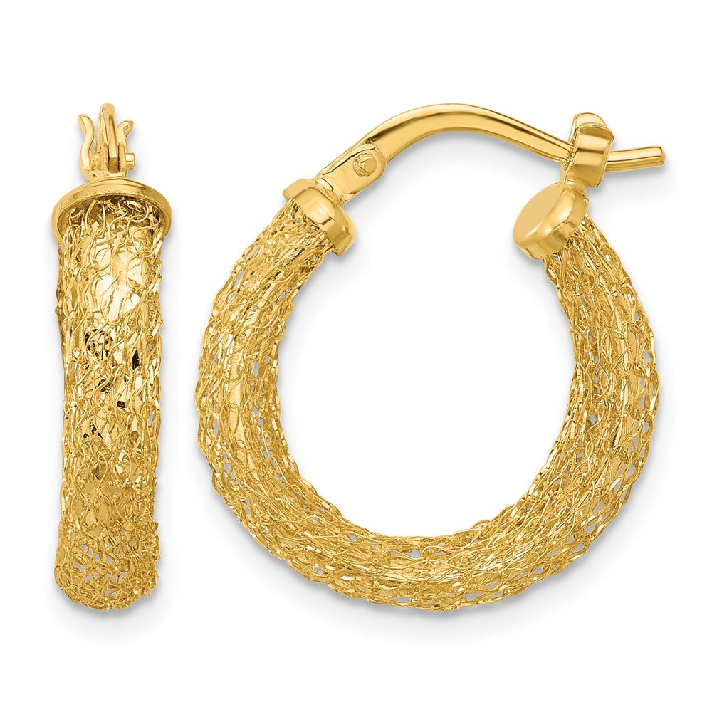 14K Gelbgold Poliert und Strukturiert Creolen