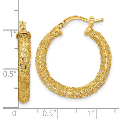 14K Gelbgold Poliert und Strukturiert Creolen
