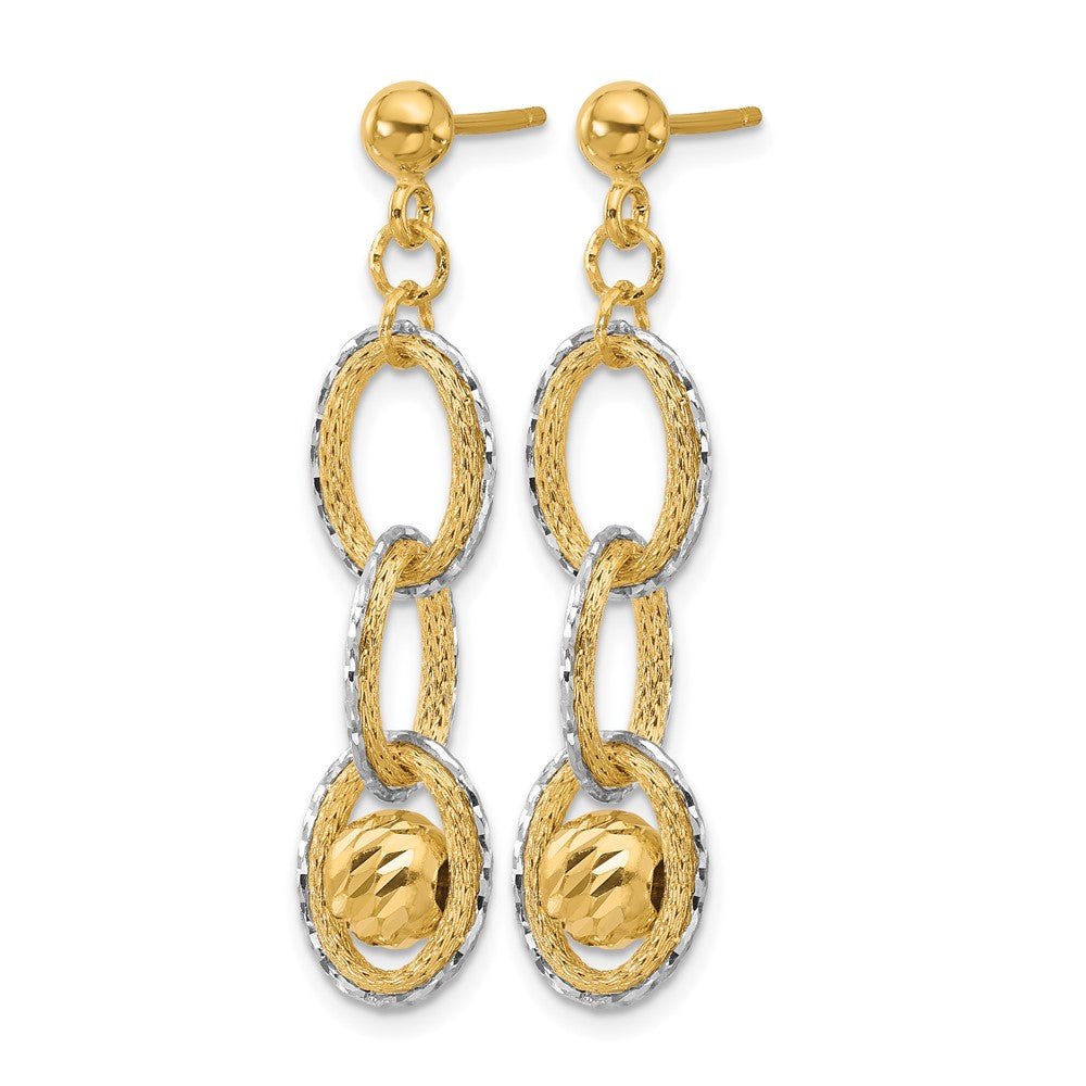 14K Bicolor Poliert und Diamantiert Hängend Ohrstecker