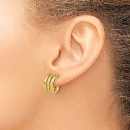 14K Gelbgold Poliert Oval J Creole Ohrstecker