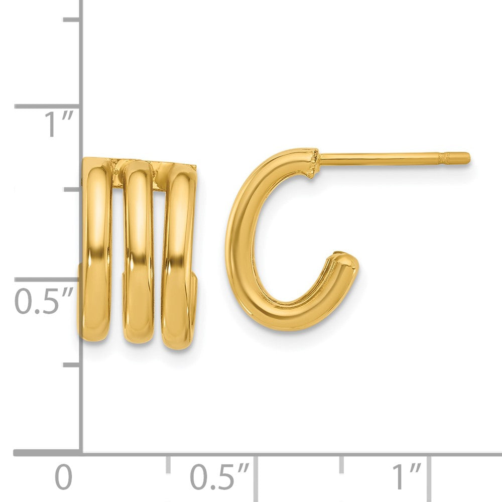 14K Gelbgold Poliert Oval J Creole Ohrstecker