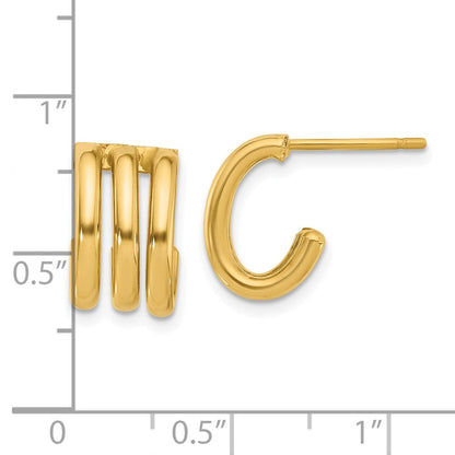 14K Gelbgold Poliert Oval J Creole Ohrstecker