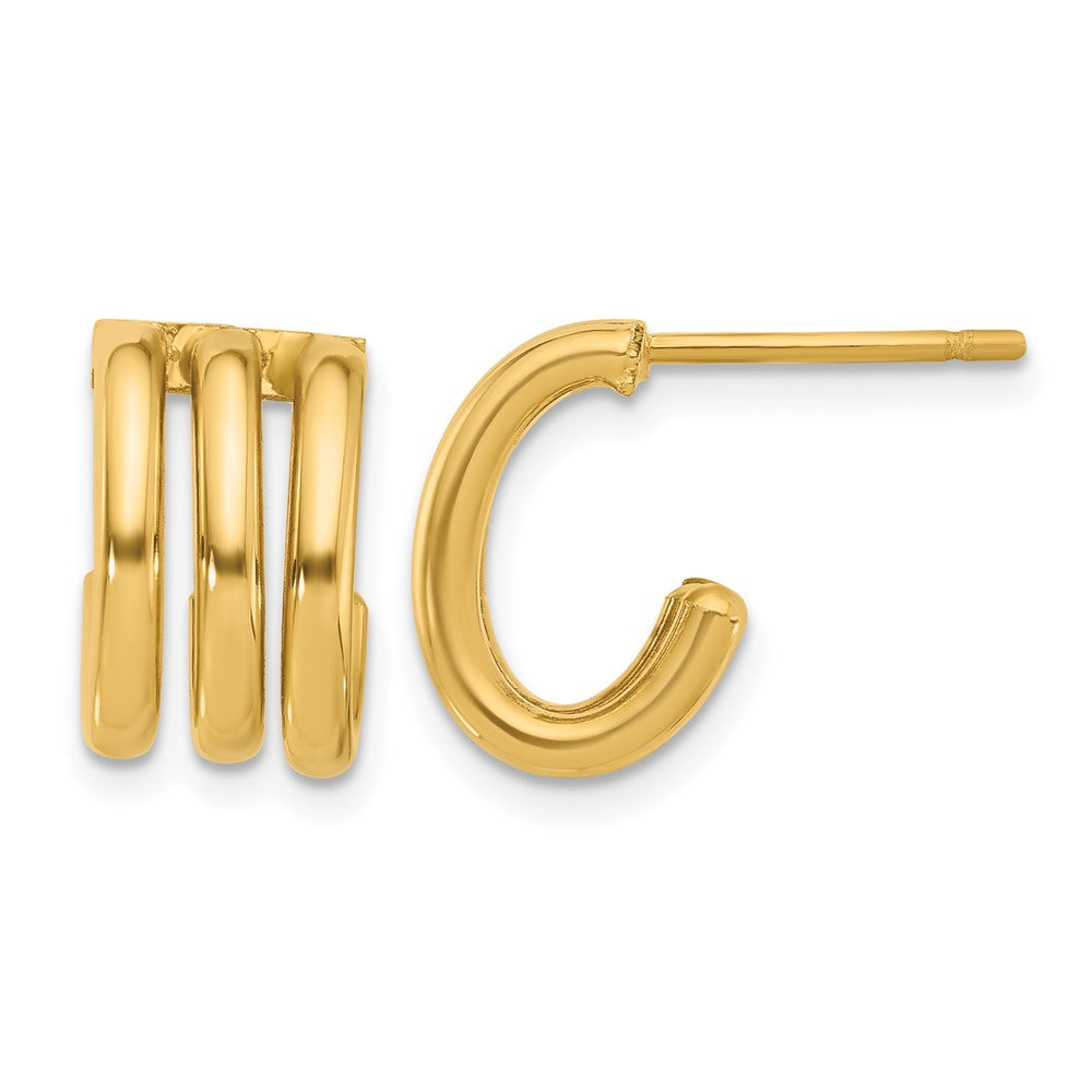 14K Gelbgold Poliert Oval J Creole Ohrstecker