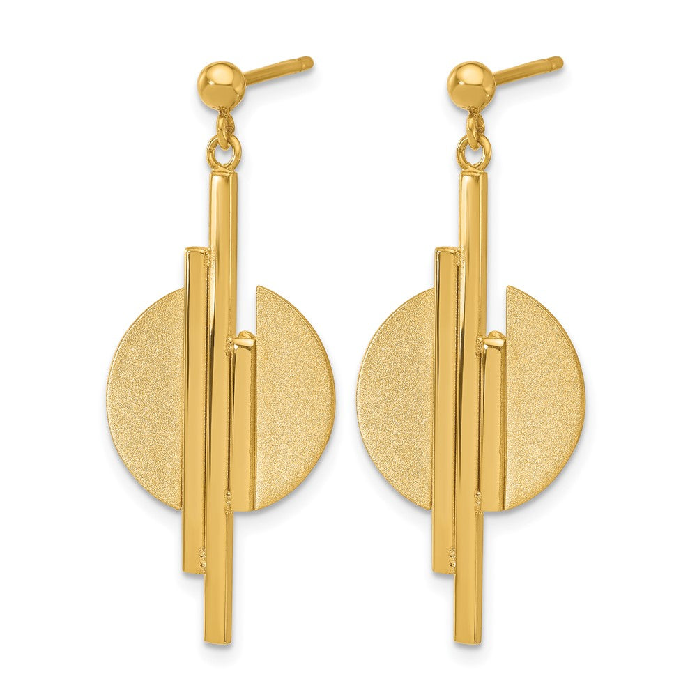 14K Gelbgold Poliert und Gebürstet Hängend Ohrstecker