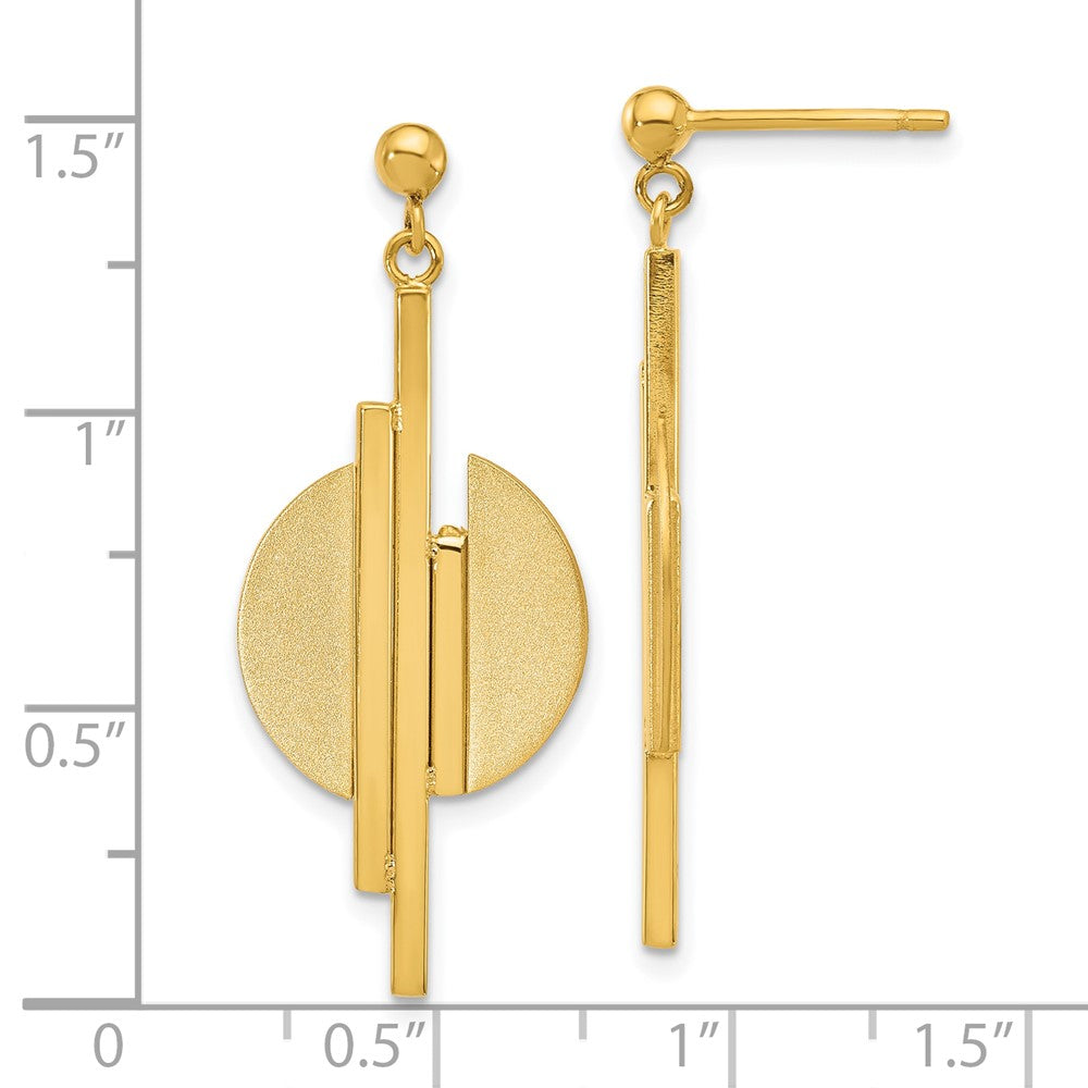 14K Gelbgold Poliert und Gebürstet Hängend Ohrstecker